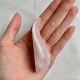 Natural rose quartz curved acupressure tool