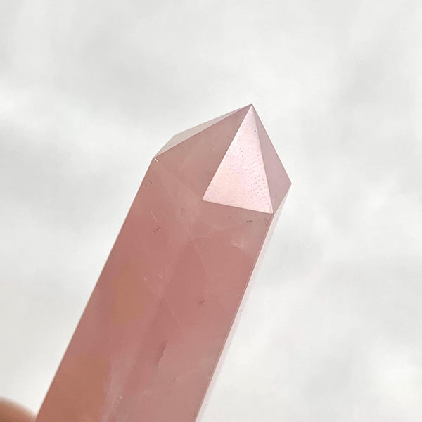 Natural rose quartz healing wand