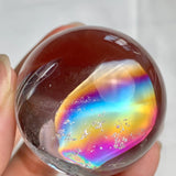 38mm rainbow quartz sphere displayed as a decorative crystal piece with strong internal rainbows