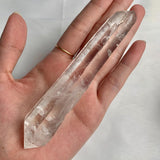 Double terminated Lemurian Quartz crystal with natural points on both ends