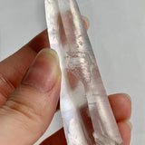 Rare Lemurian quartz crystal with natural etch pit and visible striations
