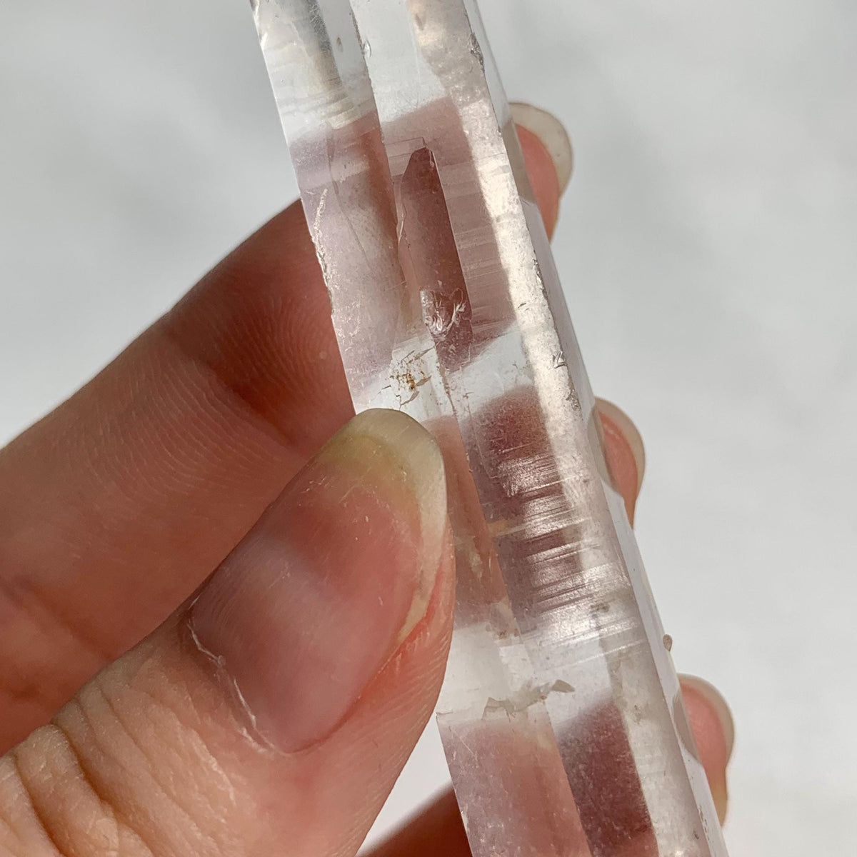 Close up of elongated quartz laser formation and termination