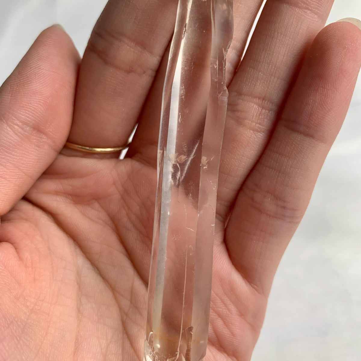 Slim high clarity Clear Quartz laser point crystal