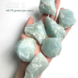 Close up of genuine raw aquamarine mineral specimen showing crystal formation, size 2