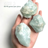 Close up of genuine raw aquamarine mineral specimen showing crystal formation, size 3