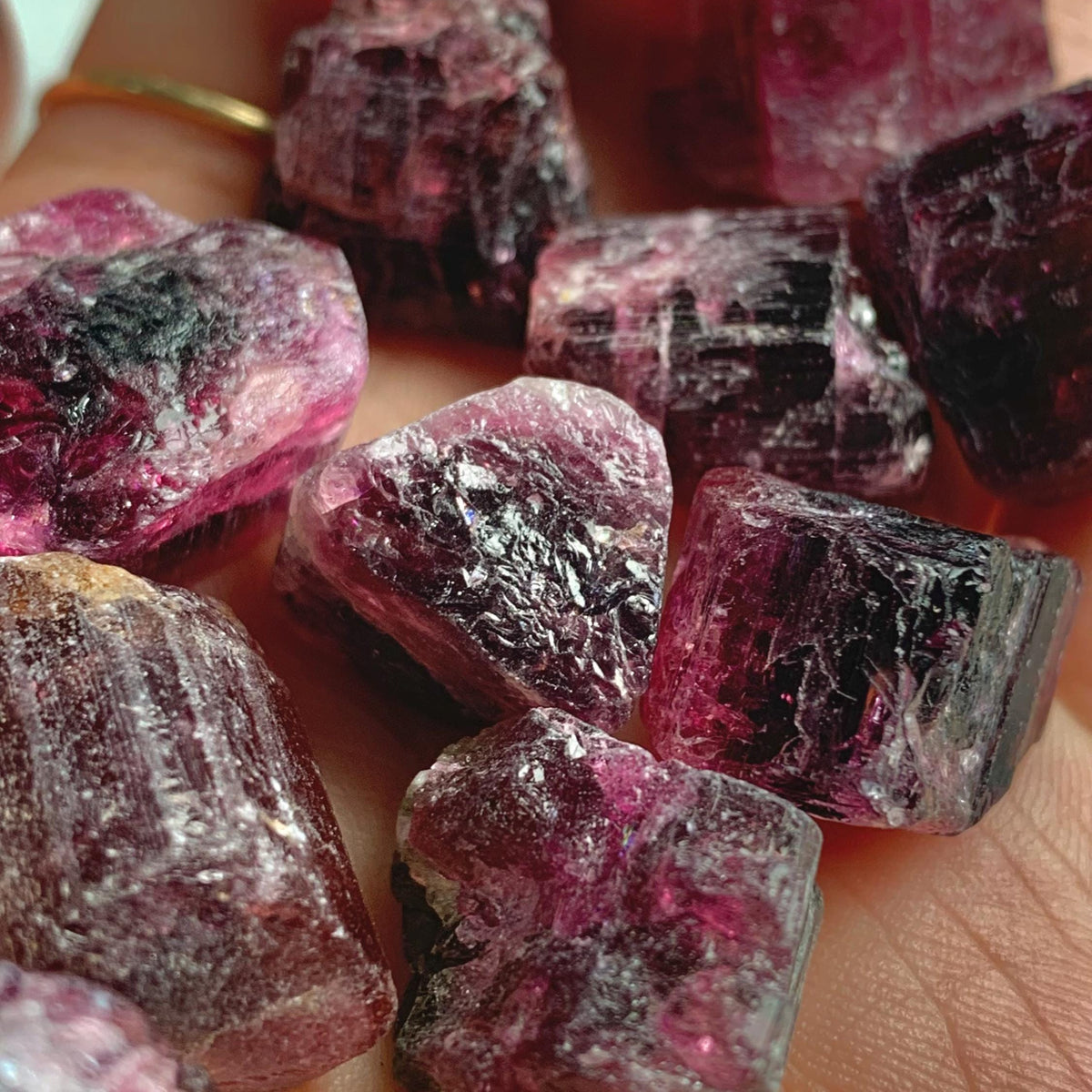 Natural pink tourmaline rubellite crystal specimen displaying rich pink coloration