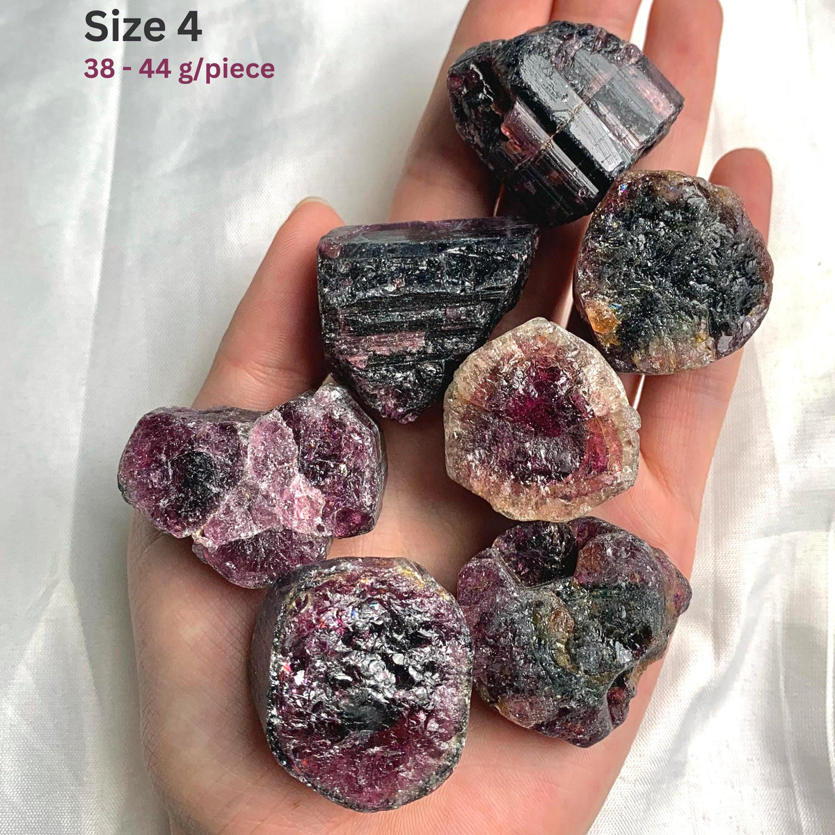 Raw rubellite mineral specimen, size 4