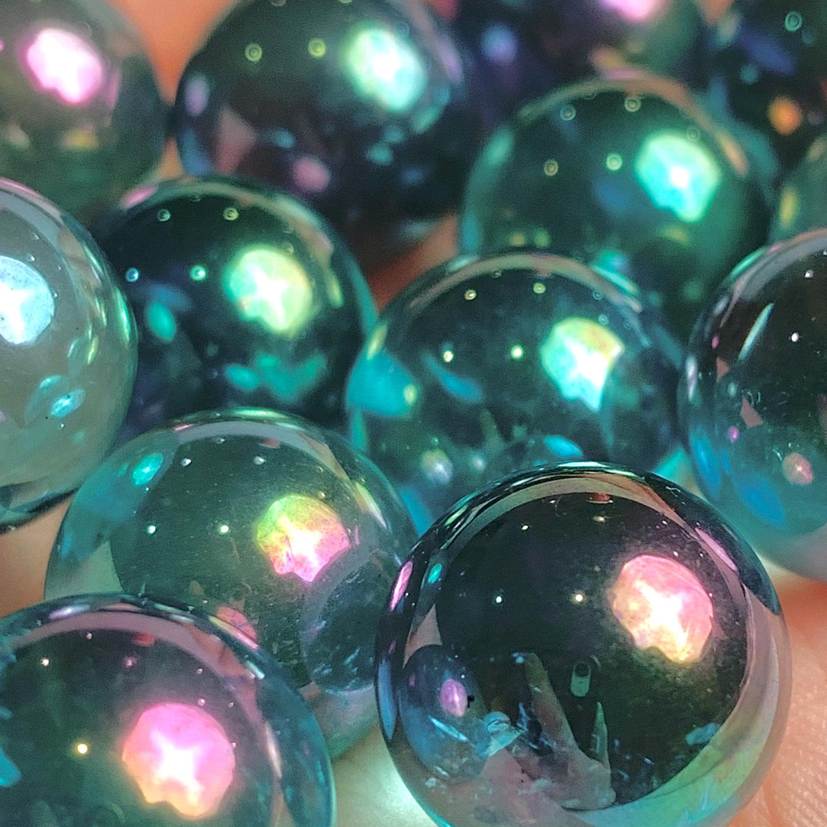 Small aqua aura quartz sphere