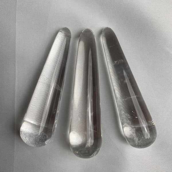 Polished clear quartz reflexology tool
