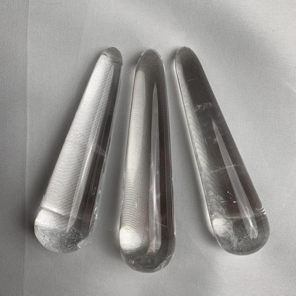 Polished clear quartz reflexology tool
