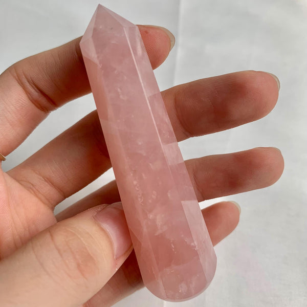 Rose quartz acupressure crystal tool