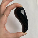 Polished black tourmaline crystal tool