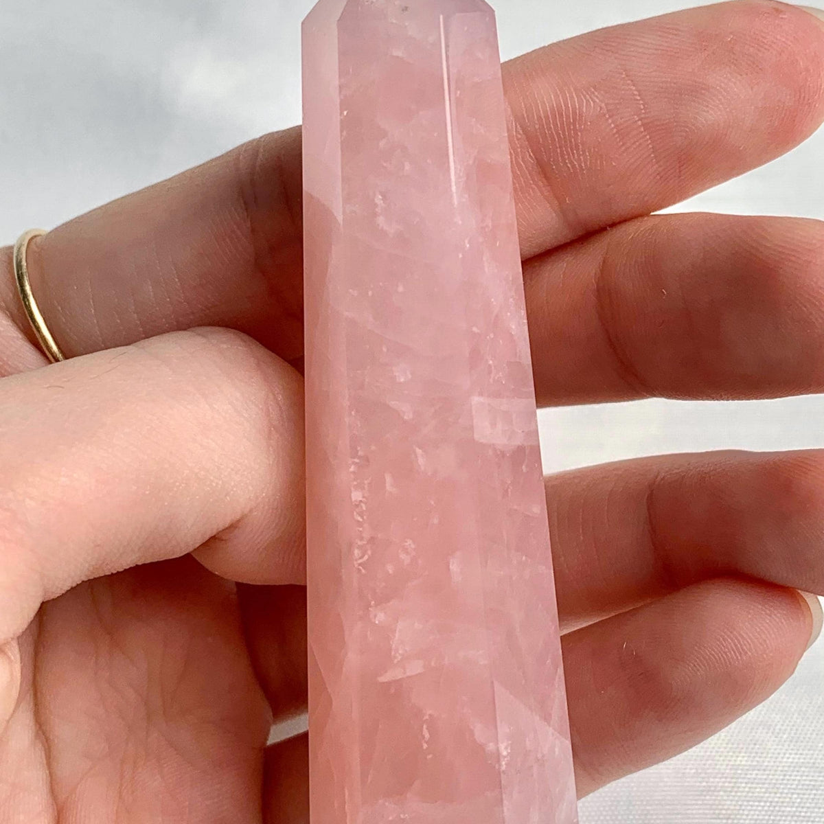 Hexagonal rose quartz massage wand