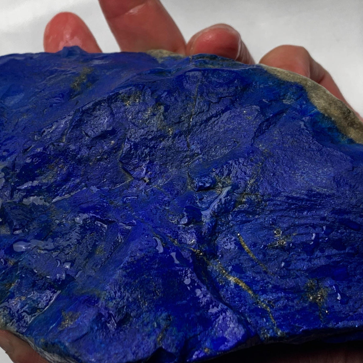 Large raw Lapis Lazuli rough from Afghanistan with deep ultramarine blue color