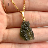 Collector quality moldavite necklace with natural surface details