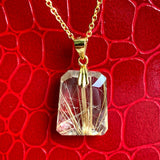 Natural high-clarity Rutilated Quartz pendant in sterling silver