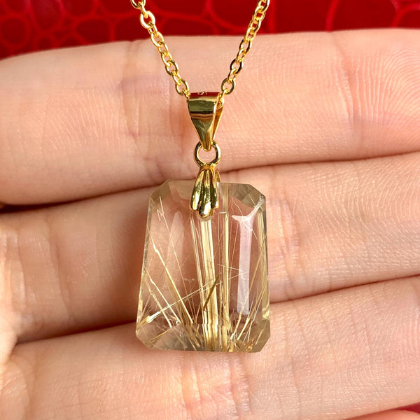 Premium golden rutile crystal pendant for collectors and gifting