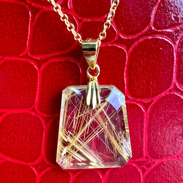 Premium golden rutile crystal pendant for collectors and crystal lovers