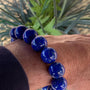 Super high quality lapis bracelet with large 14mm polished blue beads.