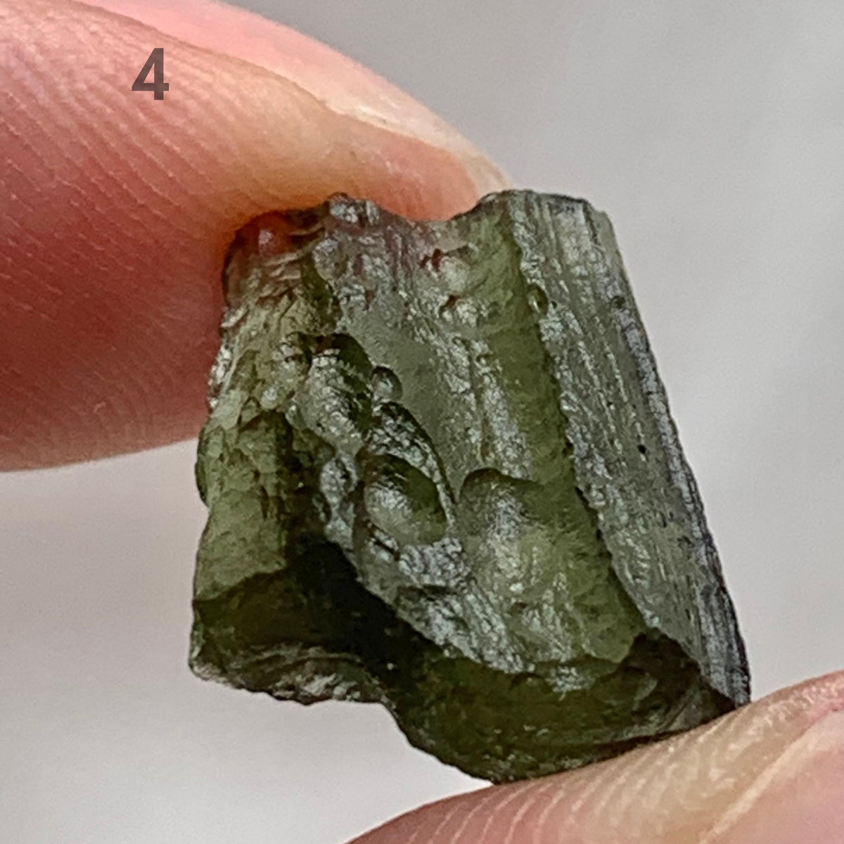 Raw Moldavite crystal specimen for meditation and display use