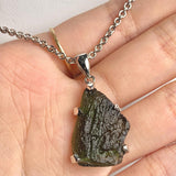 Natural Czech moldavite pendant for crystal collectors