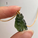 Rare raw moldavite crystal pendant from Czech Republic