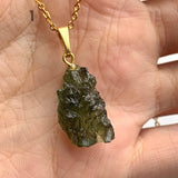 Raw authentic moldavite pendant necklace with natural texture