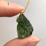Czech Republic moldavite crystal necklace on elegant gold vermeil chain