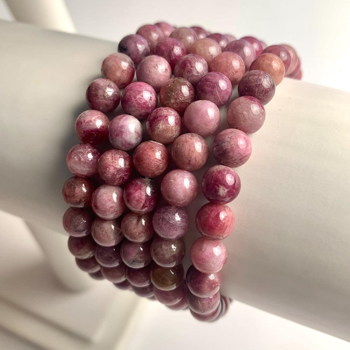 Handmade rubellite crystal bracelet with natural gemstone beauty