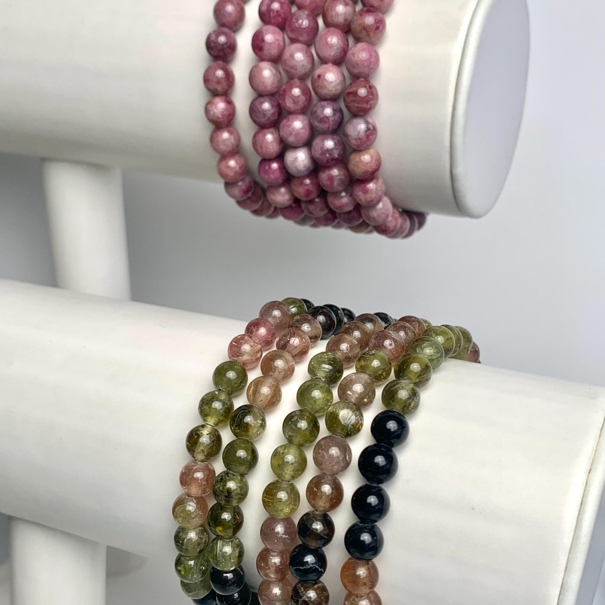 Handmade gemstone beaded bracelet featuring natural tourmaline stones