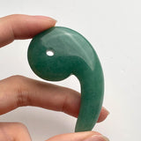 Green Aventurine Magatama 60mm, Crystal Pendant, Polished Gemstone Carving for Jewelry, Meditation & Collecting