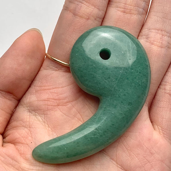 60mm green aventurine magatama gemstone carving