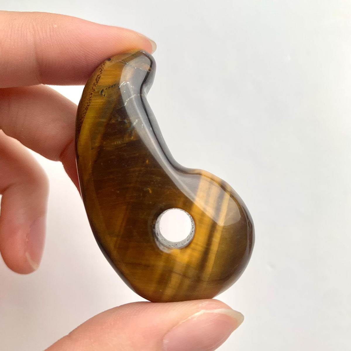 Tiger Eye Magatama 50mm Gemstone Carving, Golden Quartz Pendant