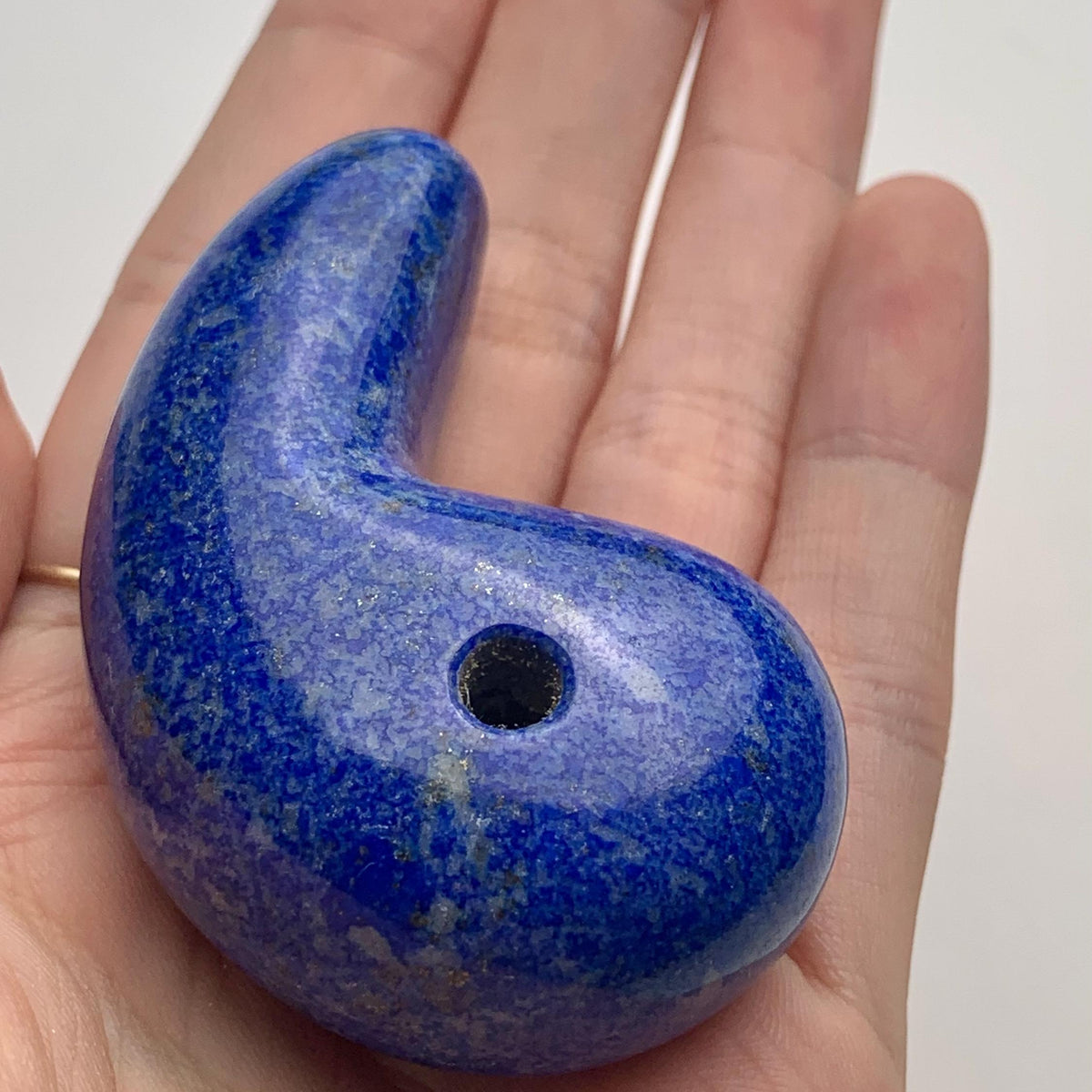 Lapis Lazuli Magatama 60mm, Crystal Pendant, Polished Gemstone Carving for Jewelry, Meditation & Collecting