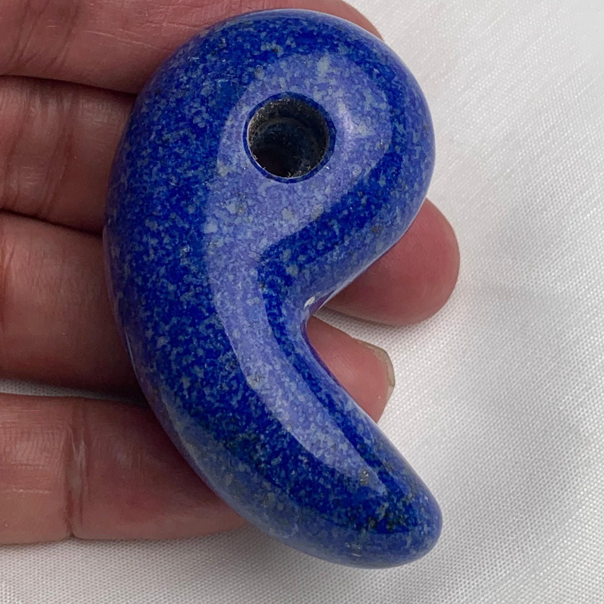 Lapis Lazuli Magatama 60mm, Crystal Pendant, Polished Gemstone Carving for Jewelry, Meditation & Collecting