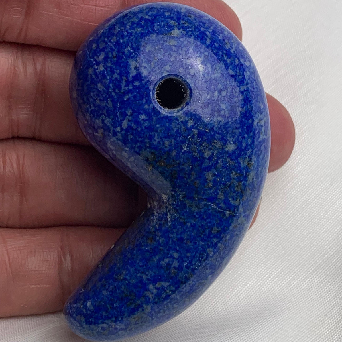Natural polished Lapis Lazuli magatama suitable for collecting and display,