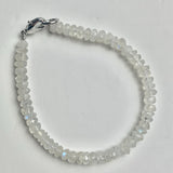 Rainbow blue moonstone beaded bracelet with shimmering faceted rondelle beads