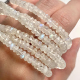Blue moonstone gemstone bracelet featuring faceted beads