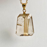 Natural golden Rutilated Quartz gemstone pendant for crystal collectors