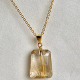 Elegant AAAA Rutilated Quartz gemstone necklace with natural inclusions