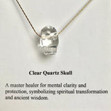 Clear Quartz Skull Pendant Necklace - Carved Crystal Gemstone Charm