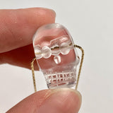Clear Quartz Skull Pendant Necklace - Carved Crystal Gemstone Charm