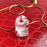 Clear Quartz Skull Pendant Necklace - Carved Crystal Gemstone Charm