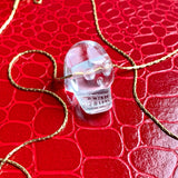 Clear Quartz Skull Pendant Necklace - Carved Crystal Gemstone Charm