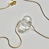 Clear Quartz Skull Pendant Necklace - Carved Crystal Gemstone Charm