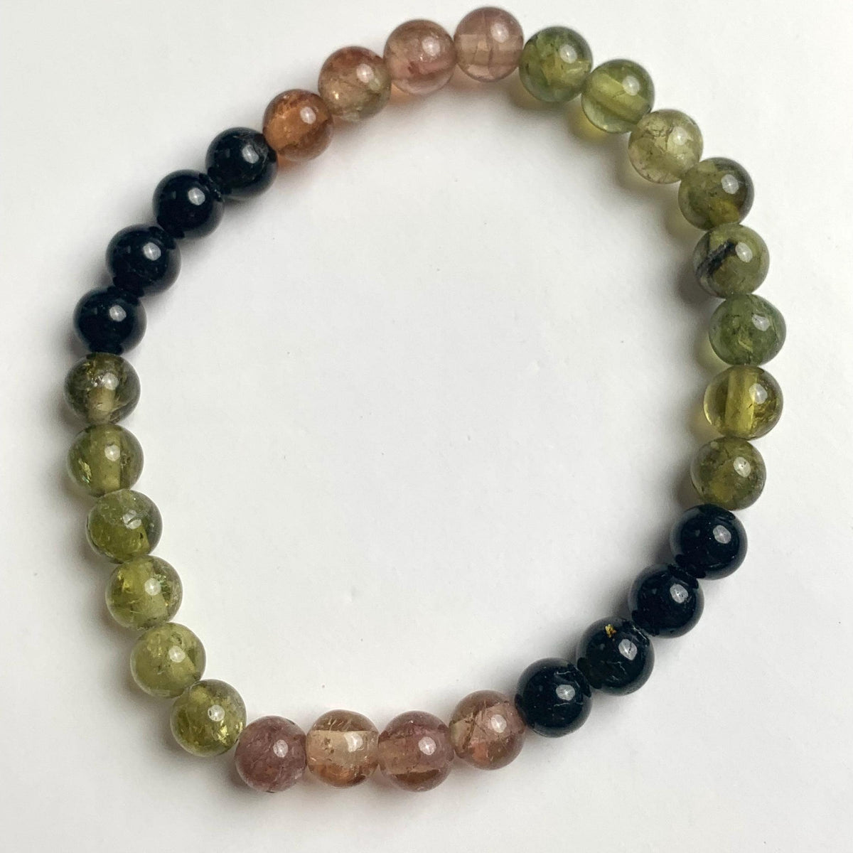 Custom size tourmaline bead bracelet with natural mineral variations