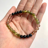 Natural gemstone bracelet featuring colorful tourmaline crystal beads