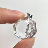 Elegant clear quartz octagon pendant necklace with flawless transparent gemstone design