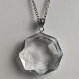 Minimalist sterling silver necklace featuring premium clear quartz pendant