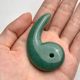 Green Aventurine Magatama 60mm, Crystal Pendant, Polished Gemstone Carving for Jewelry, Meditation & Collecting